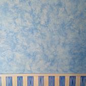 Atlantic'D�cor Application d'une peinture d�corative (effet sabl�) avec soubassement en patent'decor avec un essuy� lame bleue lame beige